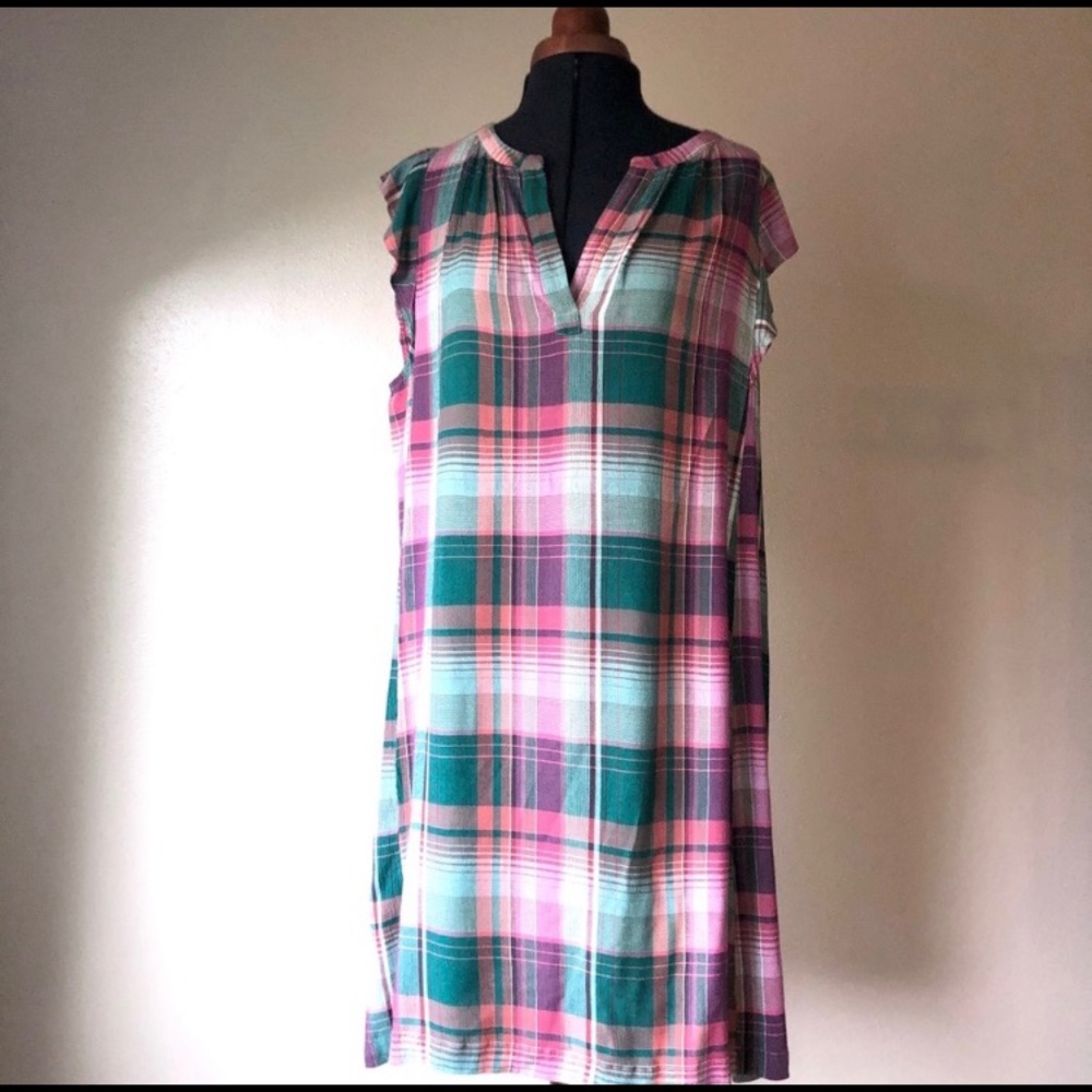 Ann Taylor Loft Madras Plaid Shift Dress